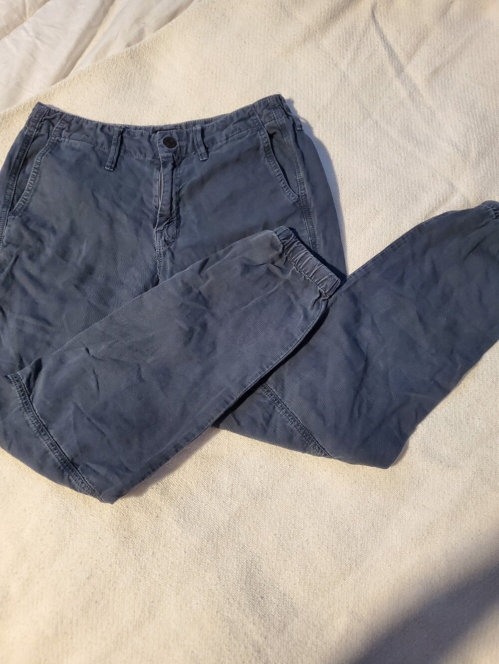 MOTHER Denim Jogger Pants Womens 24 Gray Blue Elastic Cuff Flap Pocket USA